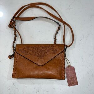 Brown Embossed Crossbody Bag